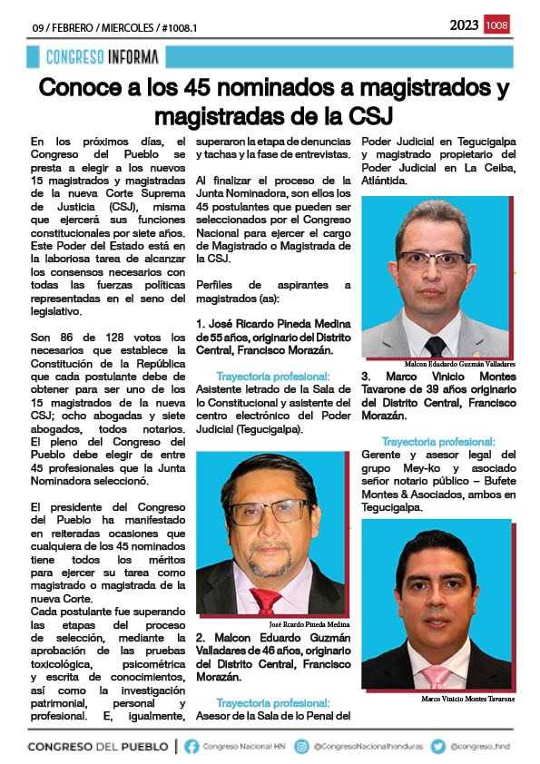 Conoce a los 45 nominados a magistrados y magistradas de la CSJ